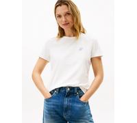 Kurzarmshirt TOMMY HILFIGER "TH SCRIPT REG C-NK SS TEE", Damen, Gr. XXL (44), ecru, Single Jersey, Obermaterial: 95% Baumwolle, 5% Elasthan, unifarben, regular fit normal, Rundhals, Shirts Kurzarmshir