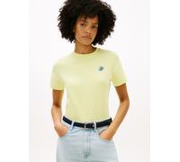 Kurzarmshirt TOMMY HILFIGER "TH SCRIPT REGULAR C-NECK SHORT SLEEVE TEE", Damen, Gr. M (40), faded fluro, Single Jersey, Obermaterial: 95% Baumwolle, 5% Elasthan, unifarben, gerade normal, Rundhals, ab