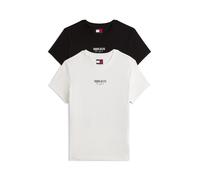 Kurzarmshirt TOMMY JEANS "TJW 2PACK ESSENTIAL LOGO 2 TEE", Damen, Gr. L (40), beige (ecru, schwarz), Single Jersey, Obermaterial: 100% Baumwolle, bedruckt, Rundhals, Shirts (40323645-L) ecru, schwarz