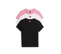 Tommy Jeans Damen 3er Pack T-Shirts Kurzarm mit Rundhalsausschnitt, Mehrfarbig (Black/Ecru/Mystic Pink), XL
