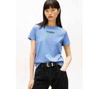 Kurzarmshirt TOMMY JEANS "TJW REG ESSENTIAL LOGO 2 TEE EXT", Damen, Gr. 4XL (48), light horizon blau, Single Jersey, Obermaterial: 100% Baumwolle, bedruckt, regular fit, Rundhals, Shirts (84399552-4XL
