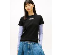 Kurzarmshirt TOMMY JEANS "TJW REG ESSENTIAL LOGO 2 TEE EXT", Damen, Gr. XXL (44), schwarz, Single Jersey, Obermaterial: 100% Baumwolle, bedruckt, regular fit, Rundhals, Shirts Kurzarmshirt (84072425-X