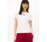Kurzarmshirt TOMMY JEANS "TJW REG ESSENTIAL LOGO 2 TEE EXT", Damen, Gr. XXXL(46), weiß (ecru), Single Jersey, Obermaterial: 100% Baumwolle, bedruckt, regular fit, Rundhals, Shirts (48508866-XXXL) ecru