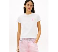 Kurzarmshirt TOMMY JEANS "TJW REG TJ BUBBLE SS TEE EXT", Damen, Gr. XXXL(46), ecru, Single Jersey, Obermaterial: 100% Baumwolle, unifarben, regular fit hüftlang, Rundhals, Shirts, mit verspieltem Logo