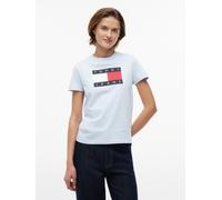 Kurzarmshirt TOMMY JEANS "TJW REG TJ FLAG SS TEE", Damen, Gr. XS (34), kingly blau, Single Jersey, Obermaterial: 100% Baumwolle, bedruckt, regular fit normal, Rundhals, Shirts, Baumwolle, Logodruck, r