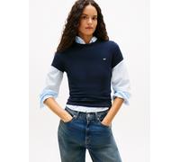 Kurzarmshirt TOMMY JEANS "TJW SLIM C-NECK TEE", Damen, Gr. M (38), blau (schwarz night navy), Single Jersey, Obermaterial: 100% Baumwolle, unifarben, slim fit hüftlang, Rundhals, abgesteppt, Shirts, m