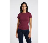 Kurzarmshirt TOMMY JEANS "TJW SLIM C-NECK TEE", Damen, Gr. S (36), lavish cerise, Single Jersey, Obermaterial: 100% Baumwolle, unifarben, slim fit hüftlang, Rundhals, abgesteppt, Shirts, mit Logo-Stic