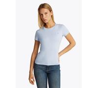 Kurzarmshirt TOMMY JEANS "TJW SLIM C-NECK TEE", Damen, Gr. XS (34), blau (sweet blau), Single Jersey, Obermaterial: 100% Baumwolle, unifarben, slim fit hüftlang, Rundhals, abgesteppt, Shirts, mit Logo
