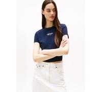 Tommy Jeans Damen Tjw Slim Essential Logo2 Tee EXT Dw0dw20913 S/S T-Shirt, Blue (Dark Night Navy), L EU