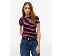 Tommy Hilfiger - T-Shirt mit Rippstruktur lila/rot - Gr. - XL
