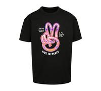 Kurzarmshirt "Upscale by Mister Tee Unisex Live in Peace Oversize Tee", Damen, Gr. M, schwarz, 100% Baumwolle, UPSCALE BY MISTER TEE, unifarben, oversize, Rundhals, Shirts (44595927-M) schwarz
