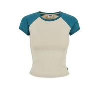 Urban Classics Damen TB5075-Ladies Organic Stretch Short Retro Baseball Tee T-Shirt, softseagrass/watergreen, 3XL