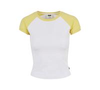 Kurzarmshirt URBAN CLASSICS "Urban Classics Damen", Damen, Gr. 5XL, gelb (weiß, vintagesun), 95% Baumwolle, 5% Elasthan, unifarben, slim fit, Rundhals, Shirts (91251945-5XL) weiß, vintagesun