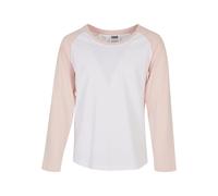 Kurzarmshirt URBAN CLASSICS "Urban Classics Damen Girls Contrast Raglan Longsleeve", Mädchen, Gr. 158/164, weiß, pink, 100% Baumwolle, mehrfarbig, normal, Rundhals, Shirts (10847617-158) weiß, pink