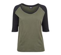 Urban Classics Damen Regular Fit T-Shirt Ladies 3/4 Contrast Raglan Tee TB733, Gr. XXXXX-Large (Herstellergröße: 5XL), Mehrfarbig (Olive/Black 00868)