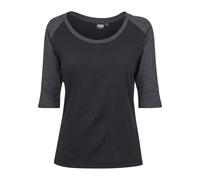Kurzarmshirt URBAN CLASSICS "Urban Classics Damen Ladies 3/4 Contrast Raglan Tee", Damen, Gr. S, schwarz, charcoal, 100% Baumwolle, mehrfarbig, normal, Balconnet, Shirts (18685800-S) schwarz, charcoal