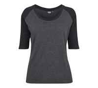 Kurzarmshirt URBAN CLASSICS "Urban Classics Damen Ladies 3/4 Contrast Raglan Tee", Damen, Gr. XXL, charcoal, schwarz, 100% Baumwolle, mehrfarbig, normal, Balconnet, Shirts (65715950-XXL) charcoal, sch