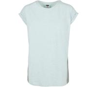 Kurzarmshirt URBAN CLASSICS "Urban Classics Damen Ladies Color Melange Extended Shoulder Tee", Damen, Gr. 4XL, aqua melange, 95% Baumwolle, 5% Elasthan, unifarben, loose fit, Rundhals, Shirts (8858633