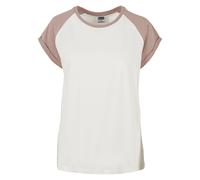 Kurzarmshirt URBAN CLASSICS "Urban Classics Damen Ladies Contrast Raglan Tee", Damen, Gr. 3XL, sandweiß, duskrose, 60% Baumwolle, 40% Polyester, mehrfarbig, normal, Rundhals, Shirts (19857359-XXXL) sa
