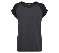 Kurzarmshirt URBAN CLASSICS "Urban Classics Damen Ladies Contrast Raglan Tee", Damen, Gr. S, charcoal, schwarz, 60% Baumwolle, 40% Polyester, mehrfarbig, normal, Rundhals, Shirts (33113804-S) charcoal