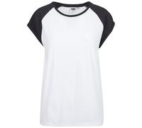 Kurzarmshirt URBAN CLASSICS "Urban Classics Damen Ladies Contrast Raglan Tee", Damen, Gr. S, schwarz-weiß (weiß, schwarz), 60% Baumwolle, 40% Polyester, mehrfarbig, normal, Rundhals, Shirts (58697624-