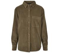 Kurzarmshirt URBAN CLASSICS "Urban Classics Damen Ladies Corduroy Oversized Shirt", Damen, Gr. L, olive, 100% Baumwolle, unifarben, oversize, amerikanischer Ausschnitt, Shirts (61868161-L) olive