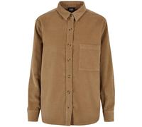Kurzarmshirt URBAN CLASSICS "Urban Classics Damen Ladies Corduroy Oversized Shirt", Damen, Gr. L, warmsand, 100% Baumwolle, unifarben, oversize, amerikanischer Ausschnitt, Shirts (53146309-L) warmsand