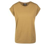 Kurzarmshirt URBAN CLASSICS "Urban Classics Damen Ladies Extended Shoulder Tee", Damen, Gr. S, nut, 100% Baumwolle, unifarben, loose fit, Rundhals, Shirts (10349646-S) nut