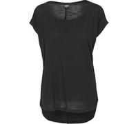 Kurzarmshirt URBAN CLASSICS "Urban Classics Damen Ladies Long Back Shaped Slub Tee", Damen, Gr. S, schwarz, 100% Baumwolle, unifarben, loose fit, U-Boot-Ausschnitt, Shirts (17027424-S) schwarz
