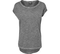 Kurzarmshirt URBAN CLASSICS "Urban Classics Damen Ladies Long Back Shaped Spray Dye Tee", Damen, Gr. L, schwarzgrau, 100% Baumwolle, loose fit, U-Boot-Ausschnitt, Shirts (24797821-L) schwarzgrau