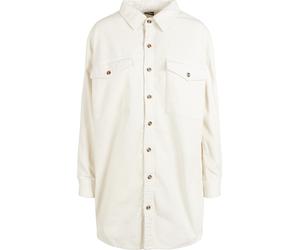 Kurzarmshirt URBAN CLASSICS "Urban Classics Damen Ladies Long Corduroy Overshirt", Damen, Gr. 5XL, sandweiß, 100% Baumwolle, unifarben, oversize, amerikanischer Ausschnitt, Shirts (62817310-5XL) sandw