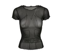 Kurzarmshirt URBAN CLASSICS "Urban Classics Damen Ladies Mesh Tee", Damen, Gr. XL, schwarz, 94% Polyamid, 6% Elasthan, unifarben, slim fit, Rundhals, Shirts (44997459-XL) schwarz