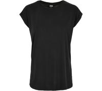 Kurzarmshirt URBAN CLASSICS "Urban Classics Damen Ladies Modal Extended Shoulder Tee", Damen, Gr. M, schwarz, 77% Modal, 23% Polyester, unifarben, loose fit, Rundhals, Shirts (85345041-M) schwarz