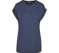 Kurzarmshirt URBAN CLASSICS "Urban Classics Damen Ladies Modal Extended Shoulder Tee", Damen, Gr. S, vintageblau, 77% Modal, 23% Polyester, unifarben, loose fit, Rundhals, Shirts (88328914-S) vintageb