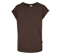 Kurzarmshirt URBAN CLASSICS "Urban Classics Damen Ladies Organic Extended Shoulder Tee", Damen, Gr. 4XL, braun, 100% Baumwolle, unifarben, loose fit, Rundhals, Shirts (79707049-4XL) braun