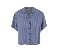 Kurzarmshirt URBAN CLASSICS "Urban Classics Damen Ladies Resort Shirt", Damen, Gr. 3XL, vintageblaupinstripe, 100% Viskose, geblümt, loose fit, amerikanischer Ausschnitt, Shirts (99292564-XXXL) vintag