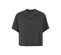 Kurzarmshirt URBAN CLASSICS "Urban Classics Damen Ladies Resort Shirt", Damen, Gr. S, schwarz, weiß, 100% Viskose, geblümt, loose fit, amerikanischer Ausschnitt, Shirts (48615800-S) schwarz, weiß