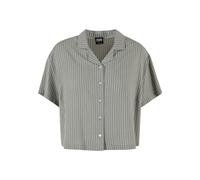 Kurzarmshirt URBAN CLASSICS "Urban Classics Damen Ladies Resort Shirt", Damen, Gr. XS, paleolive, weiß, 100% Viskose, geblümt, loose fit, amerikanischer Ausschnitt, Shirts (93508712-XS) paleolive, wei