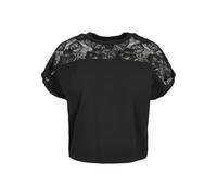 Kurzarmshirt URBAN CLASSICS "Urban Classics Damen Ladies Short Oversized Lace Tee", Damen, Gr. XL, schwarz, 95% Baumwolle, 5% Elasthan, unifarben, oversize, Rundhals, Shirts (30043152-XL) schwarz