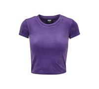 Kurzarmshirt URBAN CLASSICS "Urban Classics Damen Ladies Short Velvet Tee", Damen, Gr. S, realviolet, 93% Polyester, 7% Elasthan, unifarben, slim fit, Rundhals, Shirts (20741141-S) realviolet