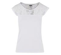 Kurzarmshirt URBAN CLASSICS "Urban Classics Damen Ladies Top Laces Tee", Damen, Gr. L, weiß, 100% Baumwolle, unifarben, slim fit, Rundhals, Shirts (95693103-L) weiß