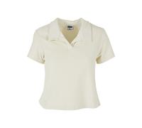 Kurzarmshirt URBAN CLASSICS "Urban Classics Damen Ladies Towel Polo Tee", Damen, Gr. 4XL, beige (paleweiß), 100% Baumwolle, unifarben, normal, amerikanischer Ausschnitt, Shirts (94438418-4XL) paleweiß