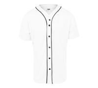 Kurzarmshirt URBAN CLASSICS "Urban Classics Herren Baseball Mesh Jersey", Jungen, Gr. XXL, weiß (weiß, schwarz), 100% Polyester, unifarben, loose fit, V-Ausschnitt, Shirts (68380440-XXL) weiß, schwarz