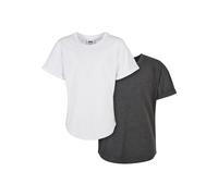Kurzarmshirt URBAN CLASSICS "Urban Classics Herren Boys Long Shaped Turnup Tee 2-Pack", Damen, Gr. 158/164, charcoal weiß, 100% Baumwolle, unifarben, oversize, Rundhals, Shirts (63060619-158) charcoal