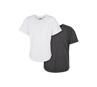 Kurzarmshirt URBAN CLASSICS "Urban Classics Herren Boys Long Shaped Turnup Tee 2-Pack", Mädchen, Gr. 134/140, charcoal weiß, 100% Baumwolle, unifarben, oversize, Rundhals, Shirts (63060619-134) charco