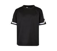Kurzarmshirt URBAN CLASSICS "Urban Classics Herren Boys Oversized Stripes Mesh Tee", Mädchen, Gr. 134/140, schwarz, 100% Polyester, unifarben, oversize, Rundhals, Shirts (47612929-134) schwarz