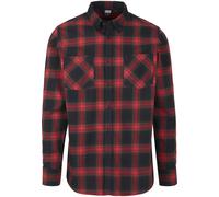 Kurzarmshirt URBAN CLASSICS "Urban Classics Herren Checked Flanell Shirt 6", Herren, Gr. M, rot (schwarz, rot), 100% Baumwolle, kariert, normal, amerikanischer Ausschnitt, Shirts (53405551-M) schwarz,