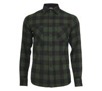 Kurzarmshirt URBAN CLASSICS "Urban Classics Herren Checked Flanell Shirt", Herren, Gr. M, blk, forest, 100% Baumwolle, kariert, normal, amerikanischer Ausschnitt, Shirts Kurzarmshirt (30012746-M)