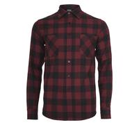 Kurzarmshirt URBAN CLASSICS "Urban Classics Herren Checked Flanell Shirt", Herren, Gr. S, schwarz, burgundy, 100% Baumwolle, kariert, normal, amerikanischer Ausschnitt, Shirts Kurzarmshirt (91772012-S