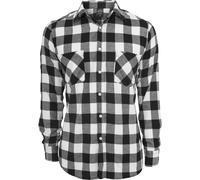 Kurzarmshirt URBAN CLASSICS "Urban Classics Herren Checked Flanell Shirt", Herren, Gr. XL, schwarz-weiß (schwarz, weiß), 100% Baumwolle, kariert, normal, amerikanischer Ausschnitt, Shirts (76764708-XL